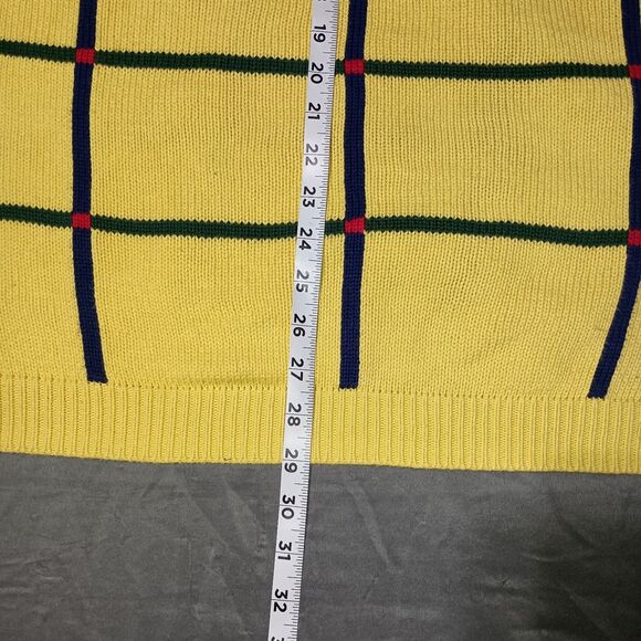 Vintage Jos. A. Bank Leadbetter Golf Sweater Vest XL Yellow Plaid Academia - Picture 5 of 11